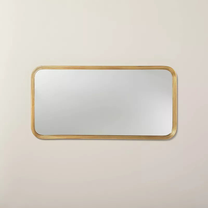 Decorative Molding Rectangular Wall Mirror Antique Brass