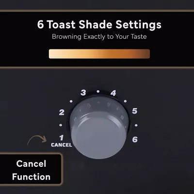 2-Slice Toaster Cool Touch with Wide Slots For Bread, Bagels & Waffle with 6 Adjustable Shade Settings, Crumb Tray & Cancel Function, Black