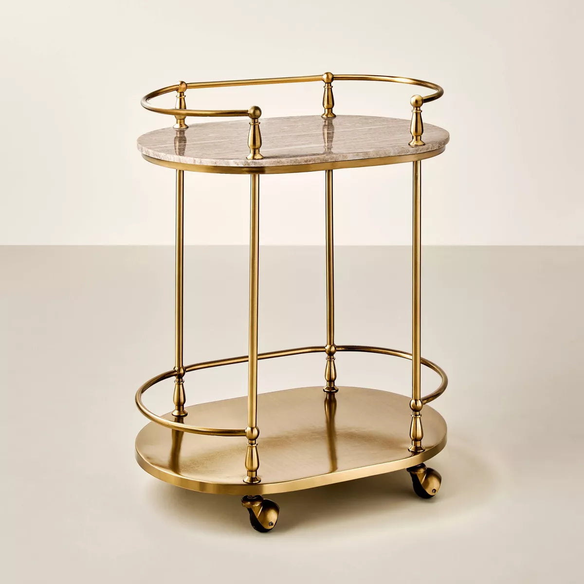 30" Metal and Marble Bar Serving Cart SHOWROOM ITEM
