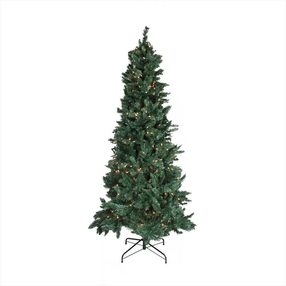 9' Prelit Artificial Christmas Tree Slim Pine - Clear Lights