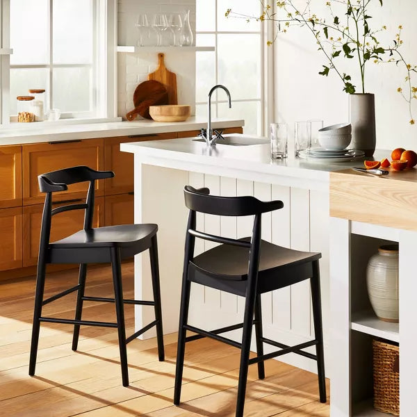 Kaysville Curved Back Wood Counter Height Barstool - designed with Studio McGee