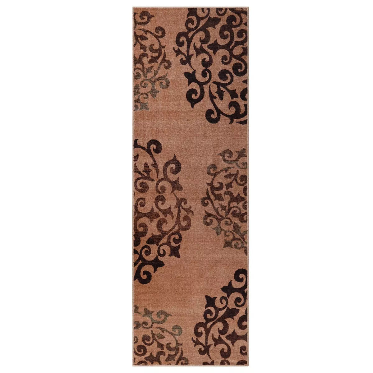 Classic Medallion Floral Scroll Non-Slip Washable Indoor Runner or Area Rug 2'7"x8'