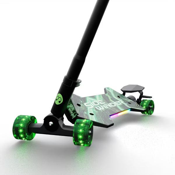 SideWinder Kick Scooter - Green: Steel & Aluminum Frame, Lights Up