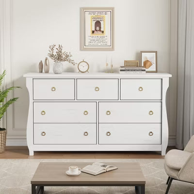 7 Dresser for Bedroom, Drawer with Storage Freestanding, Wooden, Natural Oak