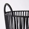 L Water Hyacinth and Black Cotton Rope Basket - Round Decorative Basket for Blankets or Shoes