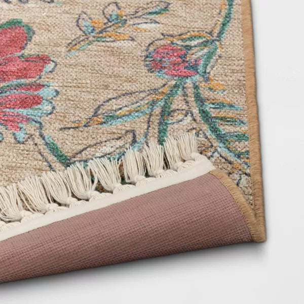 Washable Floral Printed Rug - 2'x3'