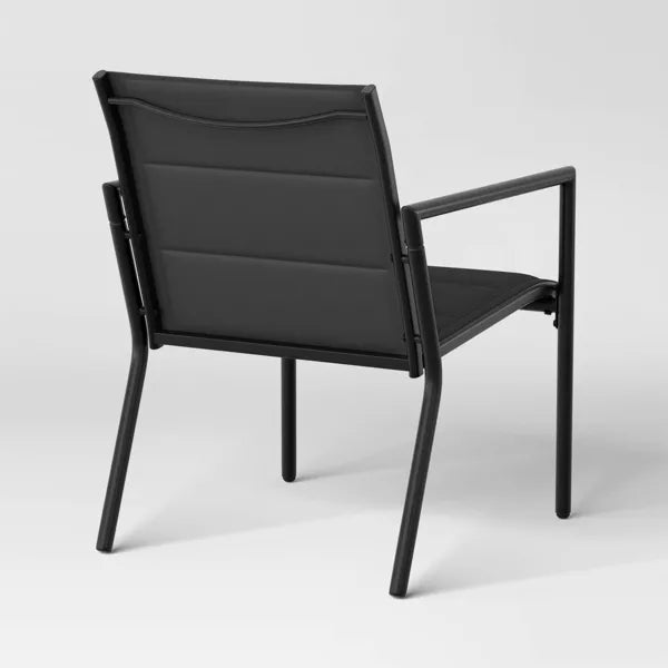 1-Piece Padded Sling Patio Black CHAIR ONLY