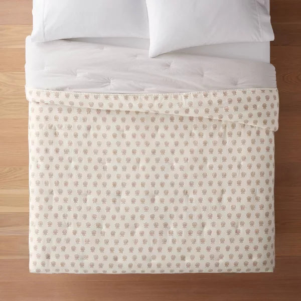 LOFTY COTTON SLUB WOOD BLOCK FLORAL QUILT WHITE -™ DESIGNED WITH sold STUDIO MCGEE