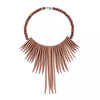 Wood Geometric Statement Necklace Wall Decor with Beaded Detailing