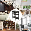 3-Tier Side End Table with Drawer Double Shelf Narrow Nightstand Espresso-Black