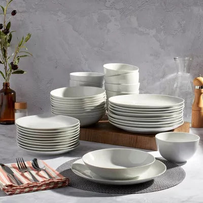 40pc Porcelain Catering Dinnerware Set White - Tabletops Gallery