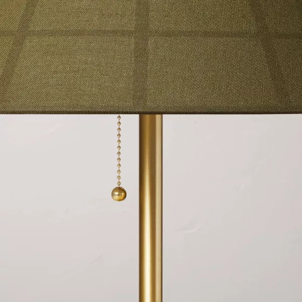 Plaid Shade Metal Table Lamp Brass/Green