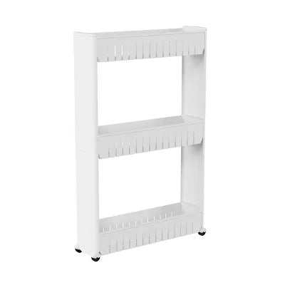 3-Tier Slim Rolling Cart - White