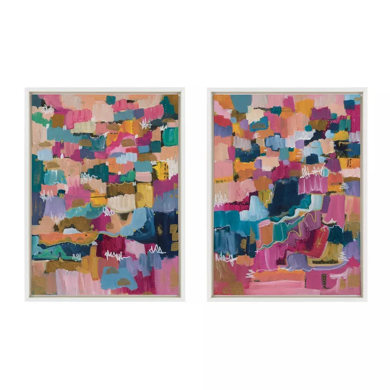 (Set of 2) Sylvie Applause Framed Canvas Set by Leah Nadeau White