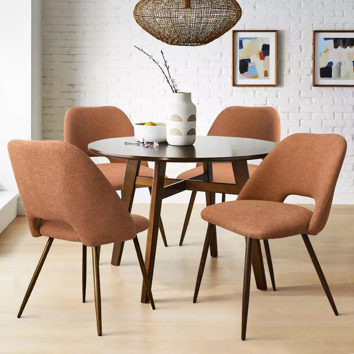 (Set of 4) Modern Fabric Dining Chairs With Curved Back - Terra SHOWROOM ITEM