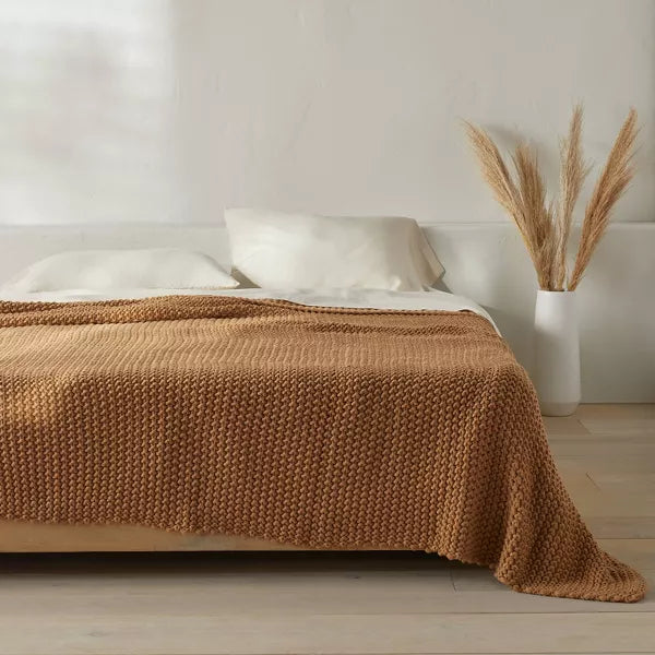 Chunky Knit Bed Blanket - King