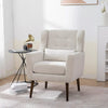 Chenille Upholstered Arm Chair, Comfy Soft Padded Lounge Chair with a Pillow and Solid Wood Legs