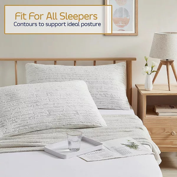 King Memory Foam Bamboo Pillow, Set of 2 - Adjustable Removable Cover