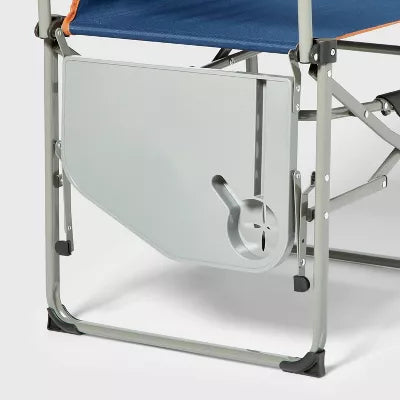 Compact Directors Outdoor Portable Camp Chair Foldable Steel Frame, Armrests