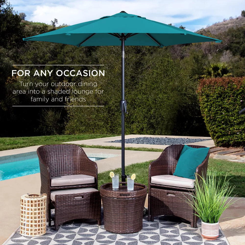 Heavy-Duty Outdoor Market Patio Umbrella w/ Push Button Tilt, Easy Crank