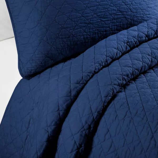 Ava Diamond Oversized Cotton Quilt Set Full/Queen