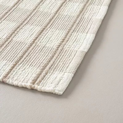 Rib Stripe Plaid Handmade Woven Area Rug Tan/Cream/Khaki - 5x7