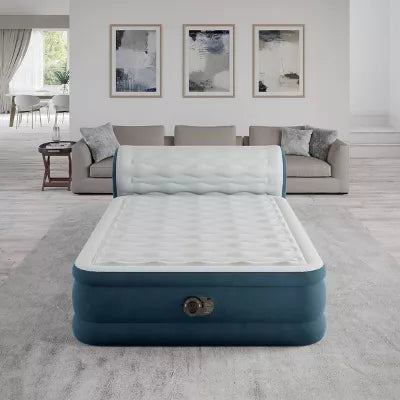 Pillow Top Air Mattress with Electric Pump and Headboard - Queen Size
