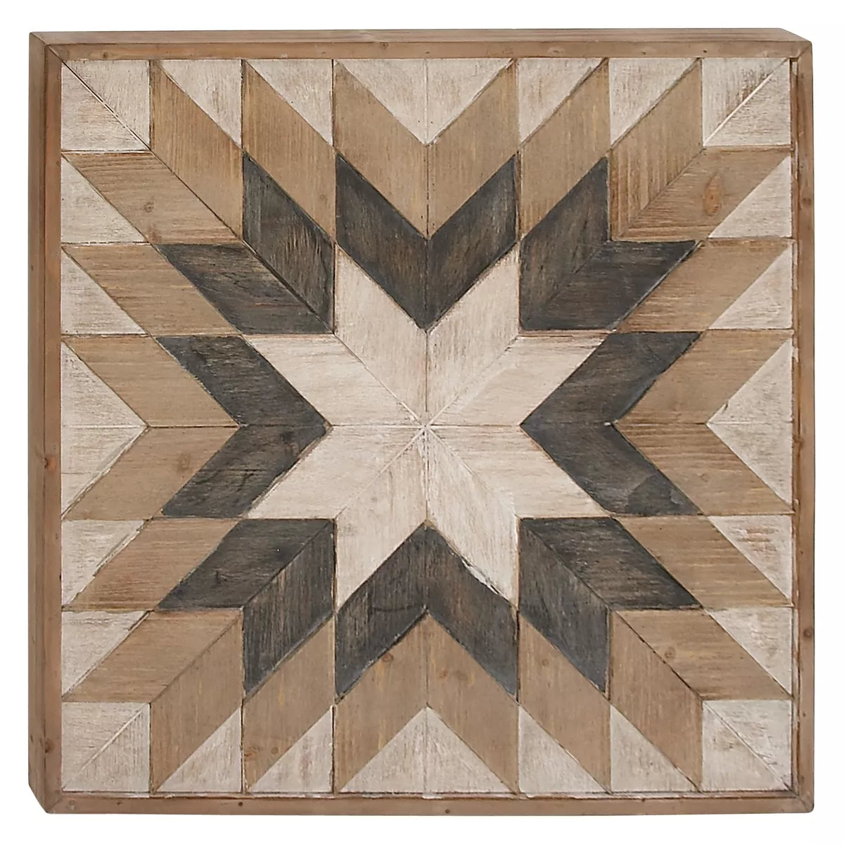 30" x 30" Wood Geometric Handmade Southwestern Wall Decor Brown SHOWROOM ITEM