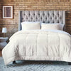 Luxe Box Stitch Faux Rabbit Fur Comforter and Sham Set Ivory - Full/Queen