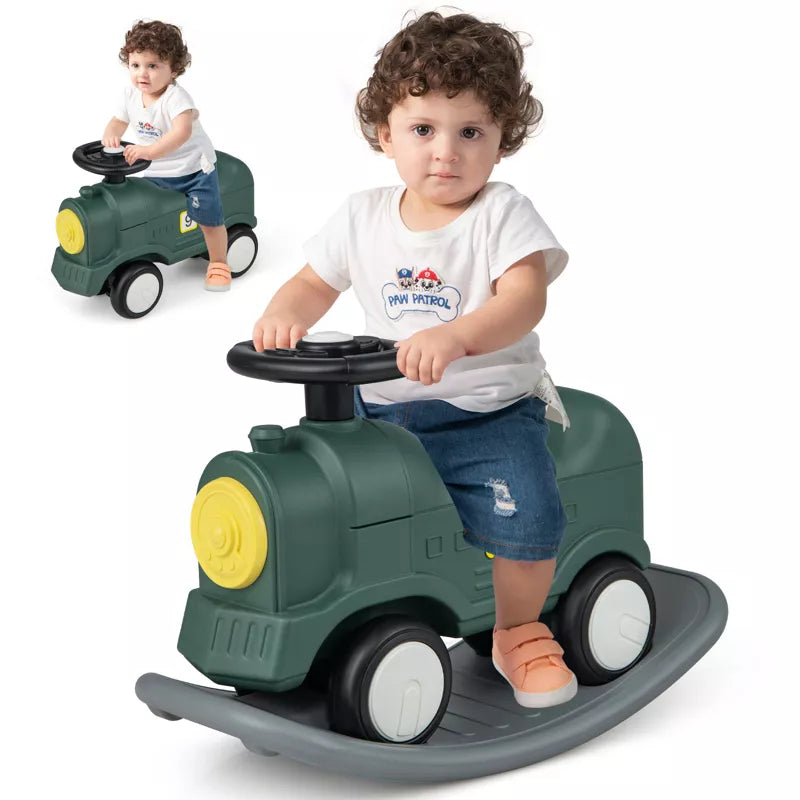 3-in-1 Rocking Horse for Toddlers w/ Detachable Balance Board & Smooth Wheels