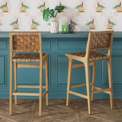 Ceylon Woven and Wood Barstool
