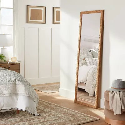 Woven Check Full Length Mirror Natural