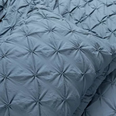 3pc King Ravello Pintuck Soft Oversized Duvet Cover Set Stormy Blue : Microfiber, OEKO-TEX Certified