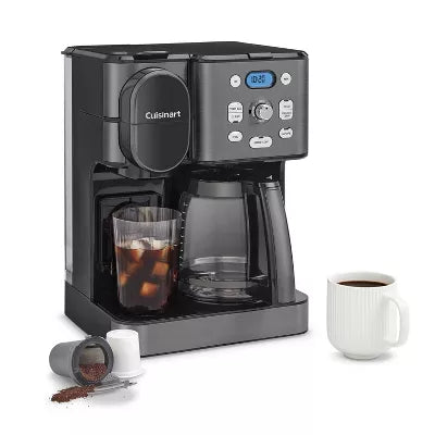 Coffee Center 2-IN-1 Coffee Maker and Single-Serve Brewer -Black Stainless Steel- Programmable K-Cup & Ground Coffee Machine