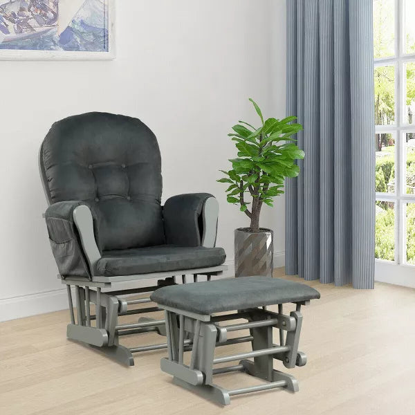 Baby Nursery Relax Rocker Rocking Chair Glider & Ottoman Set w/ Cushion