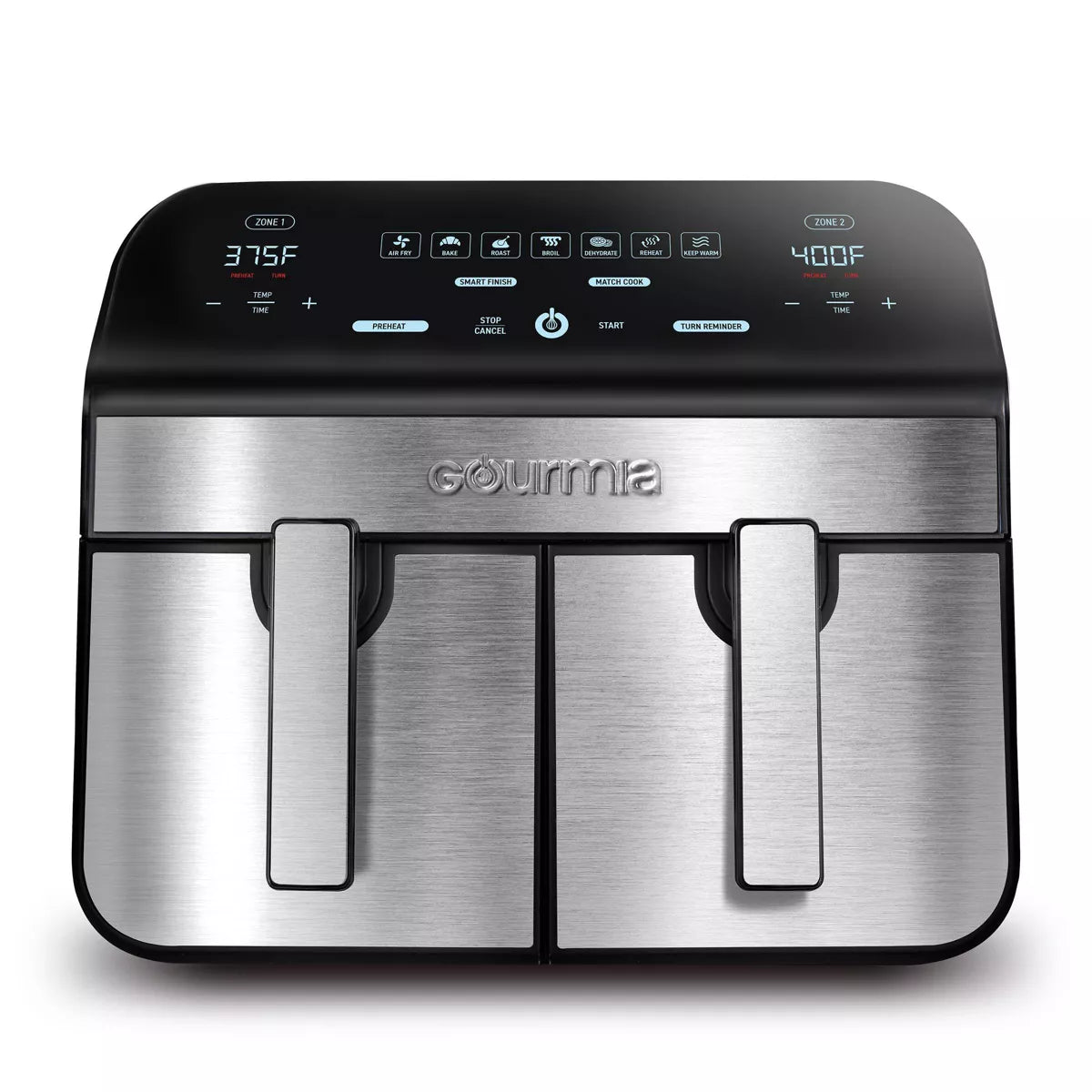Dual Basket Digital Air Fryer with Smart Finish & Match Cook Black Stainless Steel