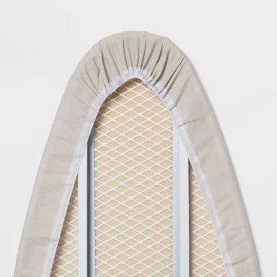 Wide Ironing Board White Metal with Creamy Chai Cover and Iron Rest