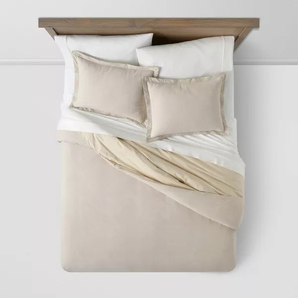 Cotton Linen Chambray Duvet Cover & Sham Set - King