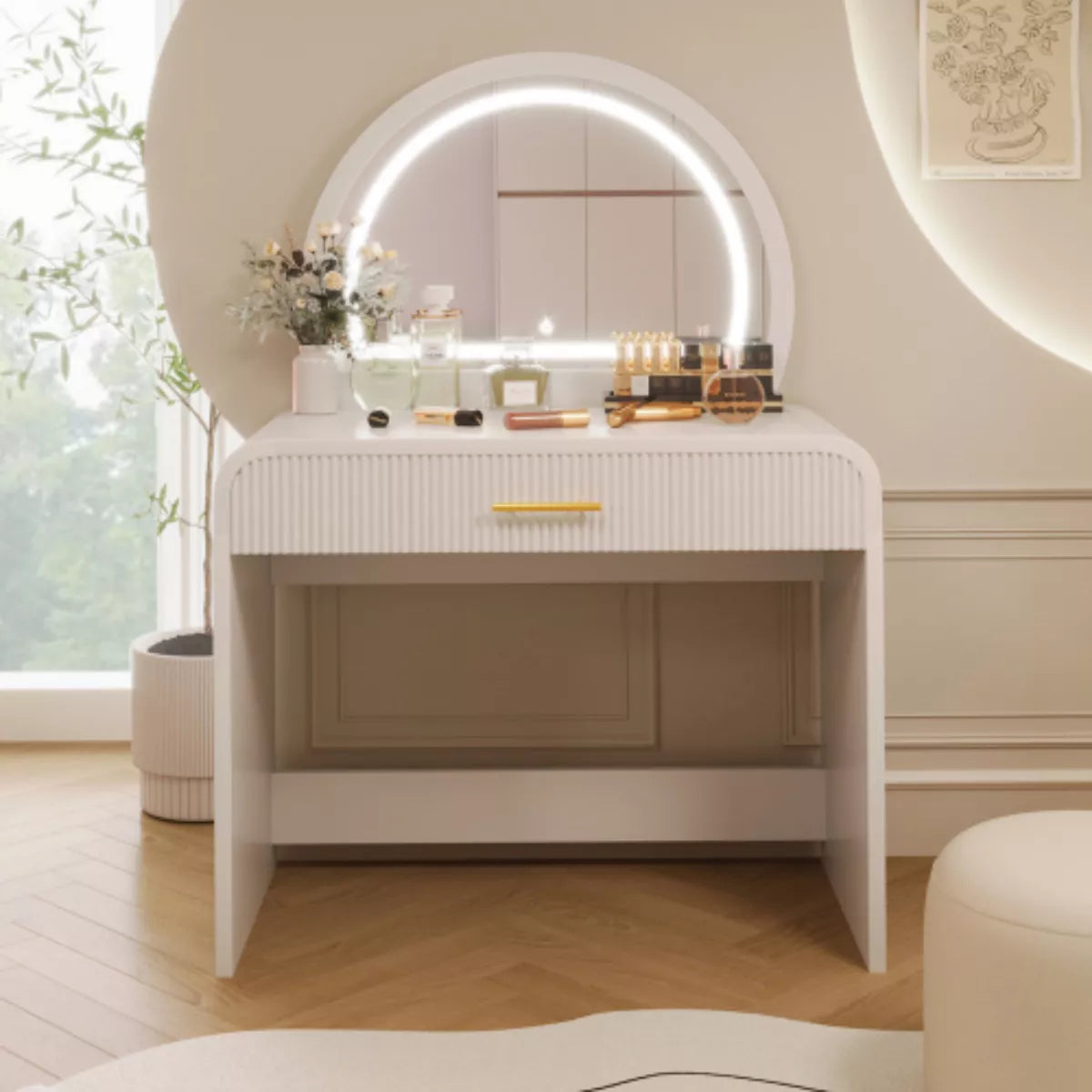 39" Makeup Vanity Table with Removable Lighted Touch Screen Mirror, SHOWROOM ITEM