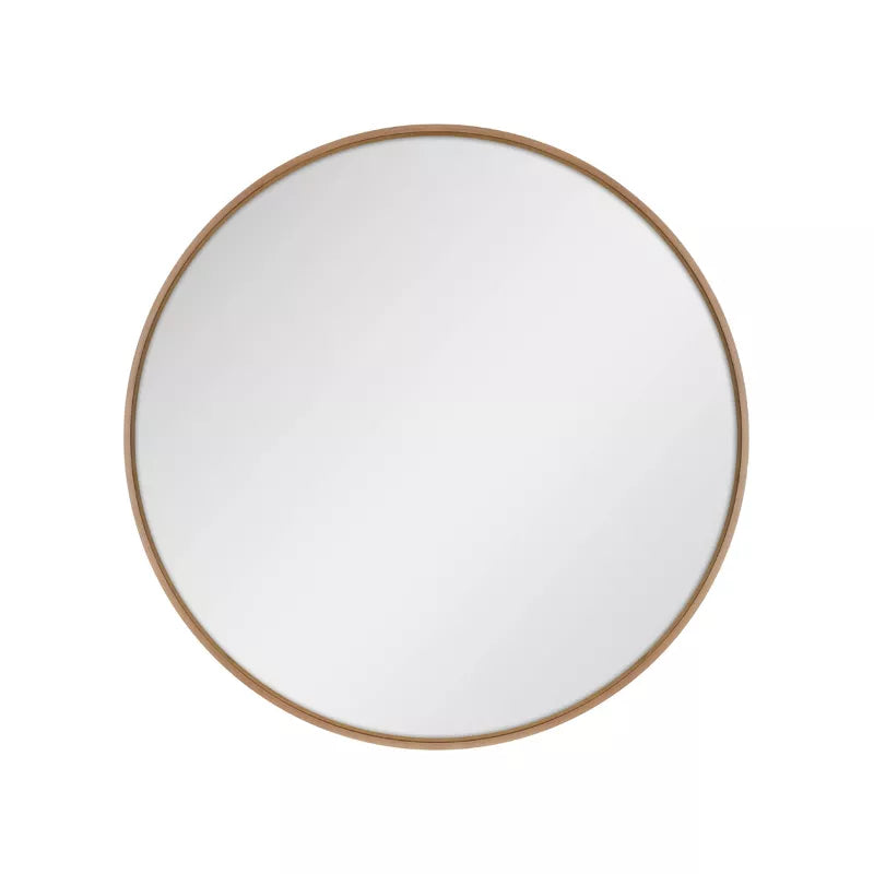 Round Woodgrain Mirror