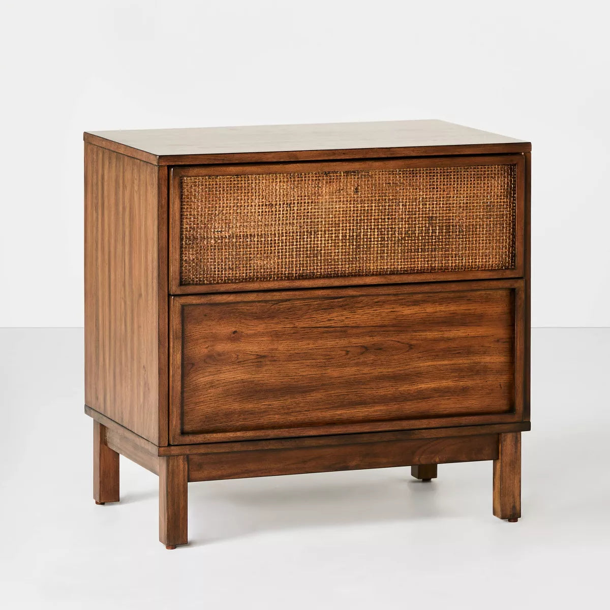 Wood & Cane Transitional Nightstand