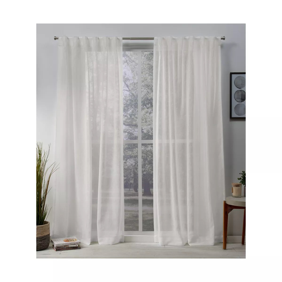 Set of 2 Belgian Sheer Hidden Tab Top Curtain Panel, final cut