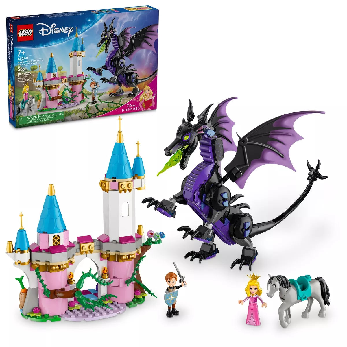 Princess Maleficent's Dragon Form Castle and Horse Toy