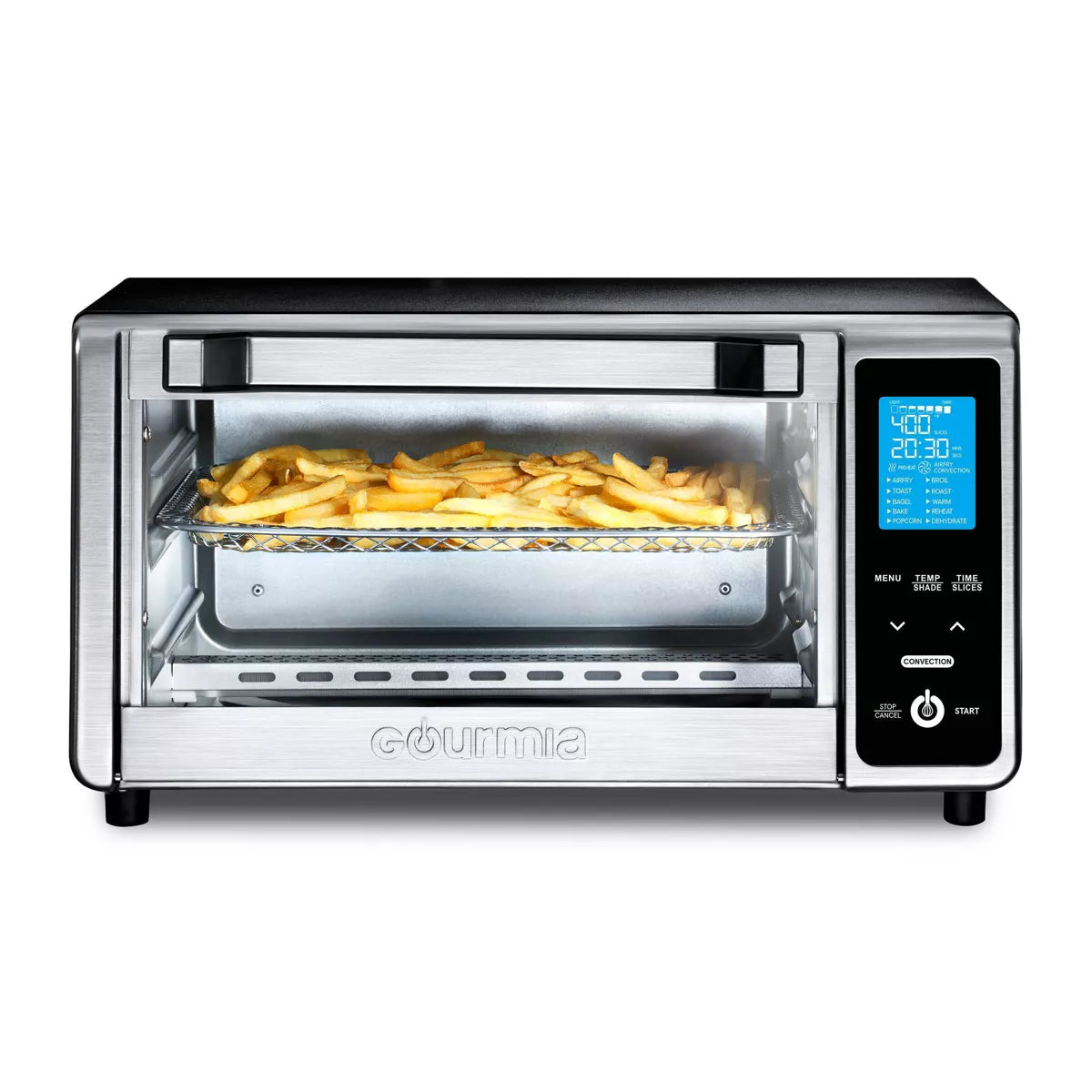 Digital 4-Slice Toaster Oven Air Fryer with 11 Cooking Functions Stainless Steel Gray: Dishwasher-Safe Parts