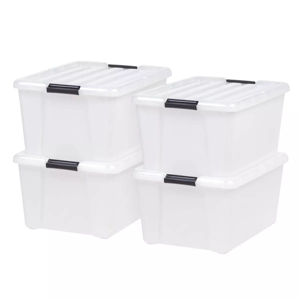 4pk Plastic Storage Container Bin Clear Pearl: Stackable Utility Totes