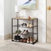 4 Tier Shoe Rack Black Metal with Natural Wood