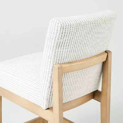 Upholstered Natural Wood Slipper Counter Stool