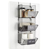 Black 3-Tier Metal Wire Hanging Basket Organizer, Storage Bins, Kitchen Pantry Organization Home Decor, Blank Plates