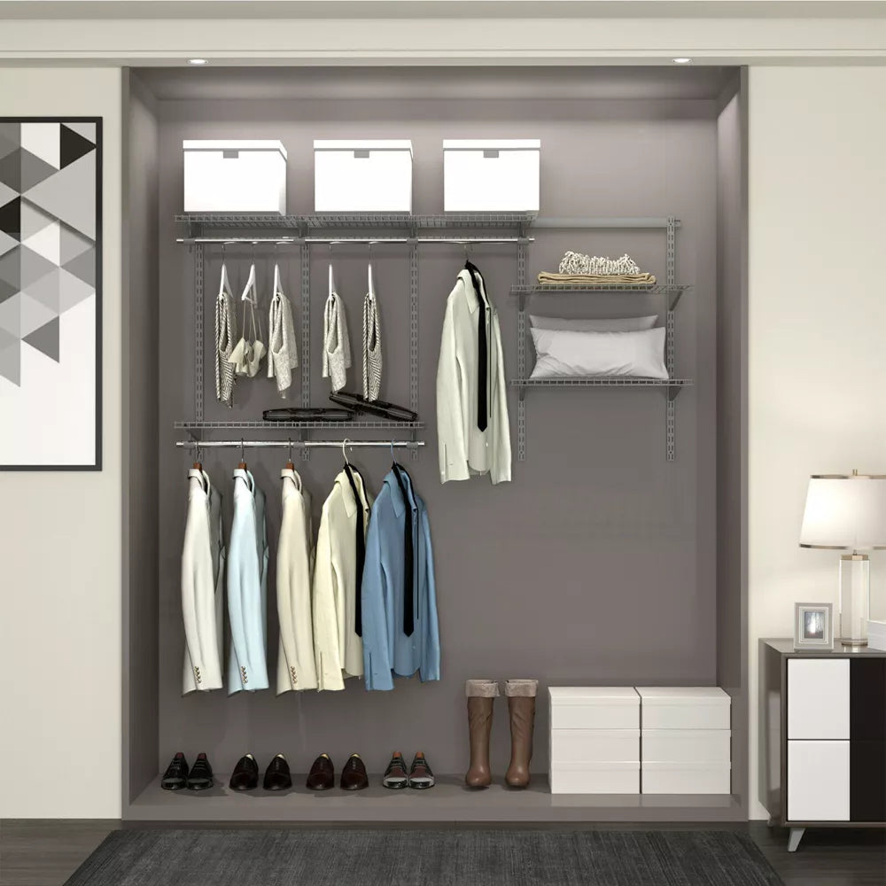3 to 6 ft Wall-Mounted Closet System Organizer Kit with Hang Rod