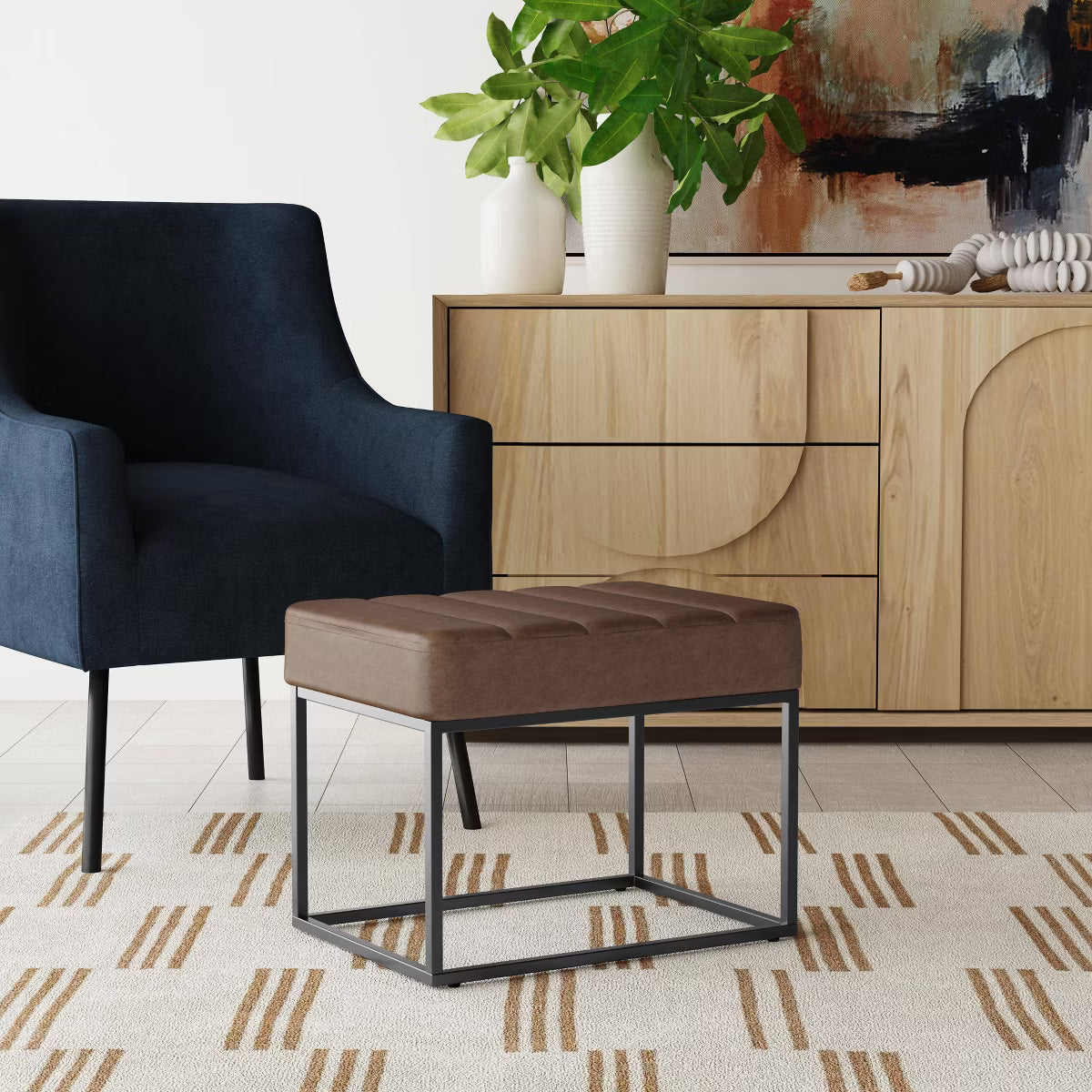 HomePop Theodore Small Ottoman - SHOWROOM ITEM 